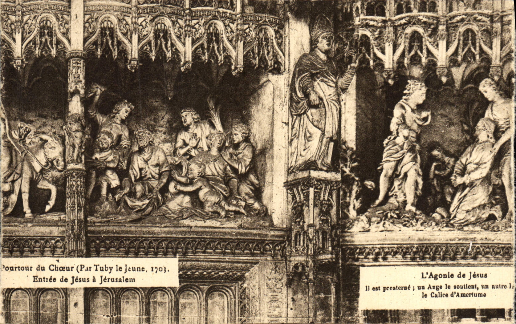 La POSTAL Chartres de la VENDIMIA la angustia de Jesús es