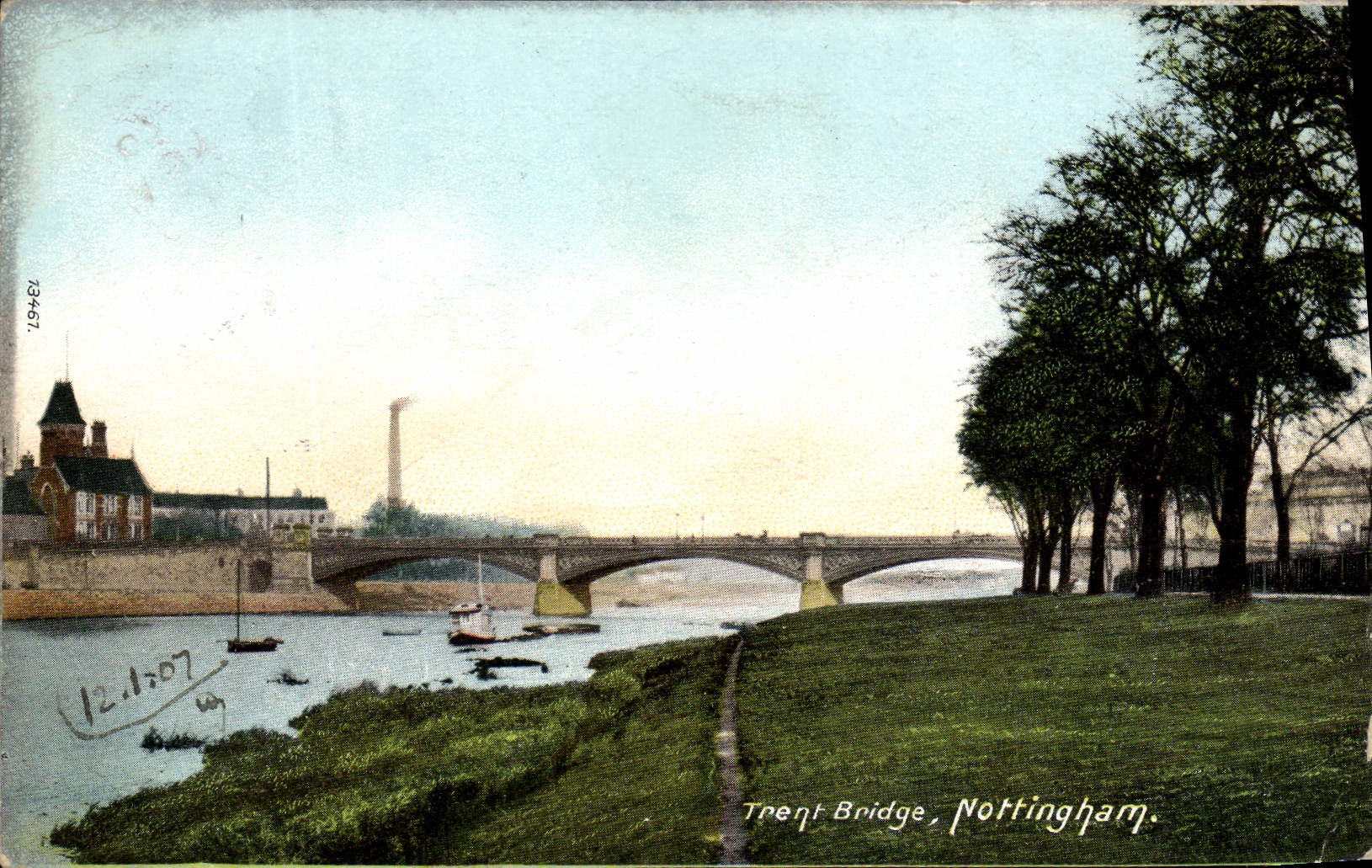 VINTAGE POSTCARD the Trent Nottingham Bridge