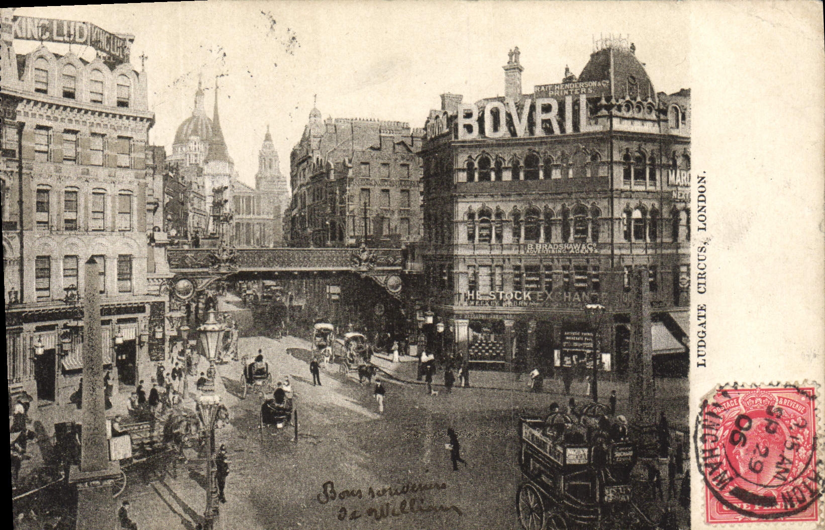 Circo Londres de Ludgate de la POSTAL de la VENDIMIA