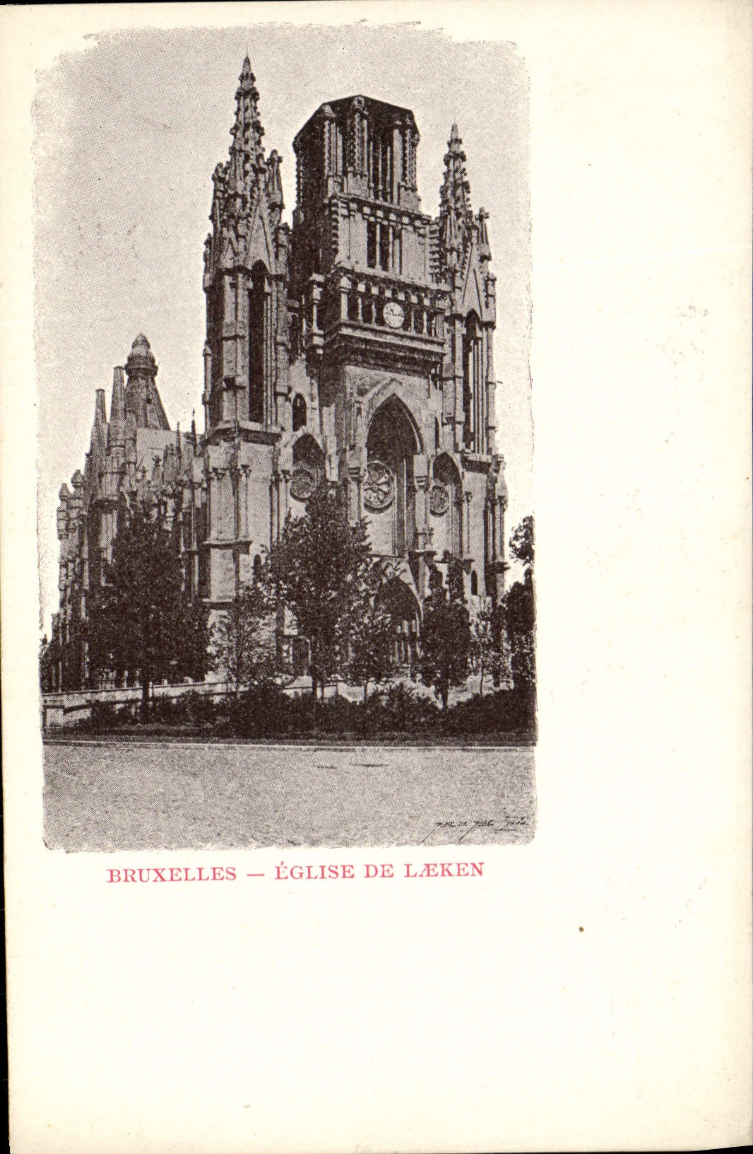 Iglesia De Laeken de Bruselas de la POSTAL de la VENDIMIA