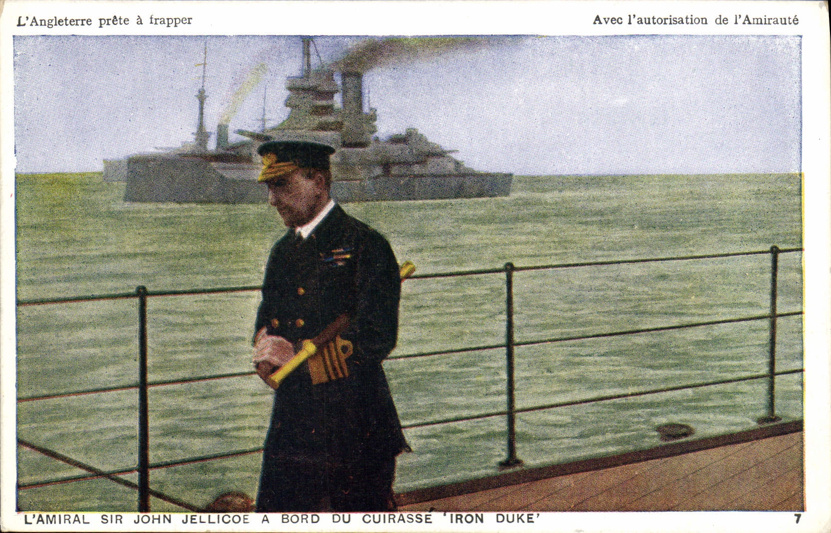 CPA L'Angleterre Prete A frapper Amiraute L'amiral Sir John Jellicoe a Bord Du Cuirasse Iron Duke Militaria 