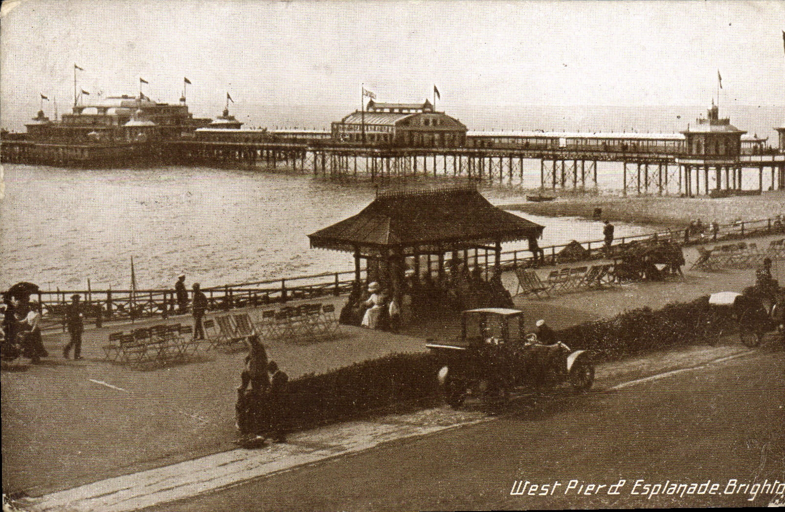 VINTAGE POSTCARD West Pier Brighton Esplanade