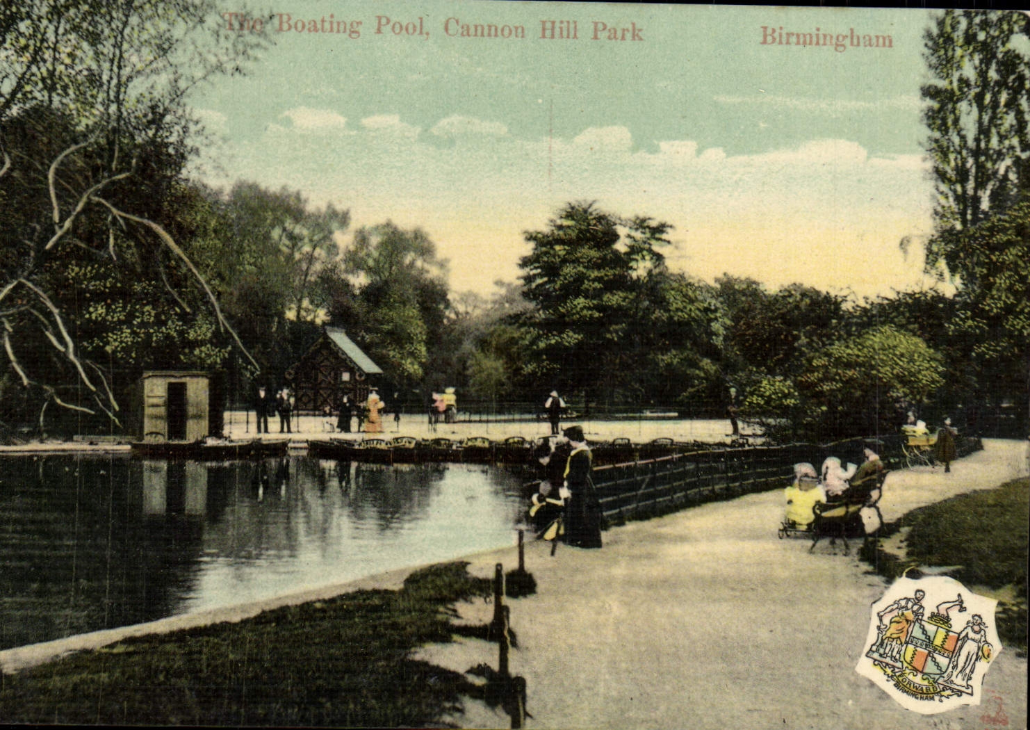 VINTAGE POSTCARD Boating Pool Canon Hill Park Birmingham