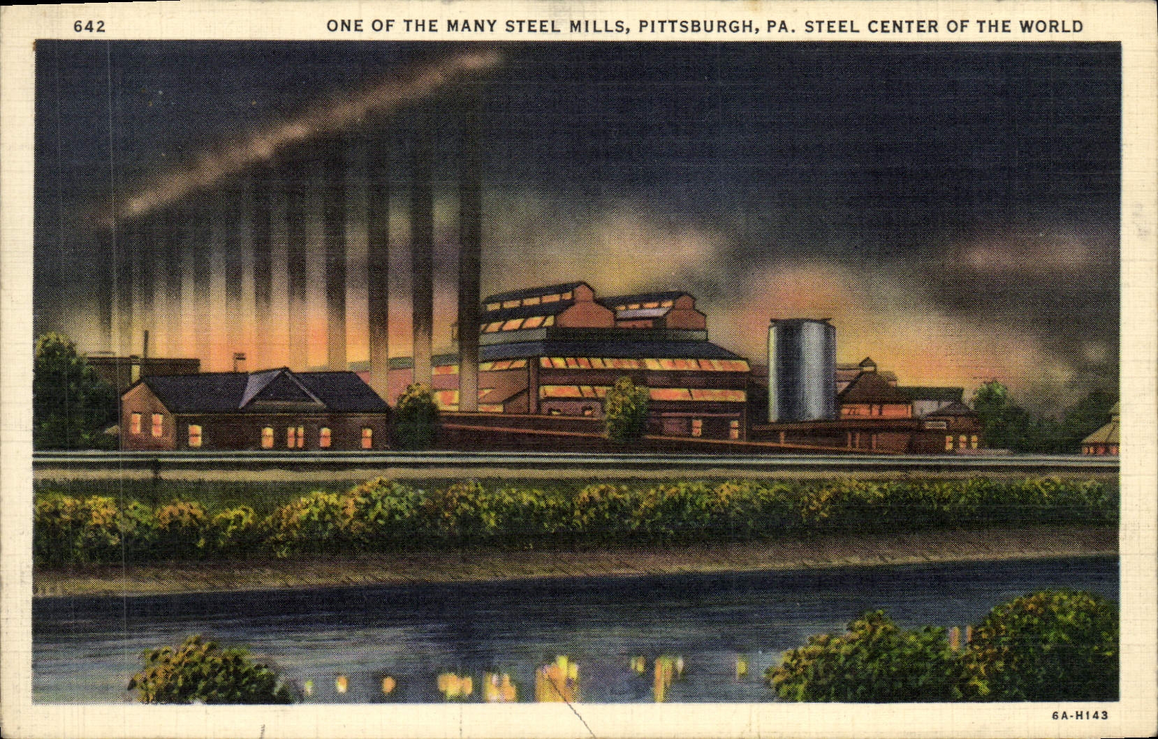 VINTAGE POSTCARD One Off The Many Steel Millets Pittsburgh Pa Steel Center Off The World Iron and steel industry
