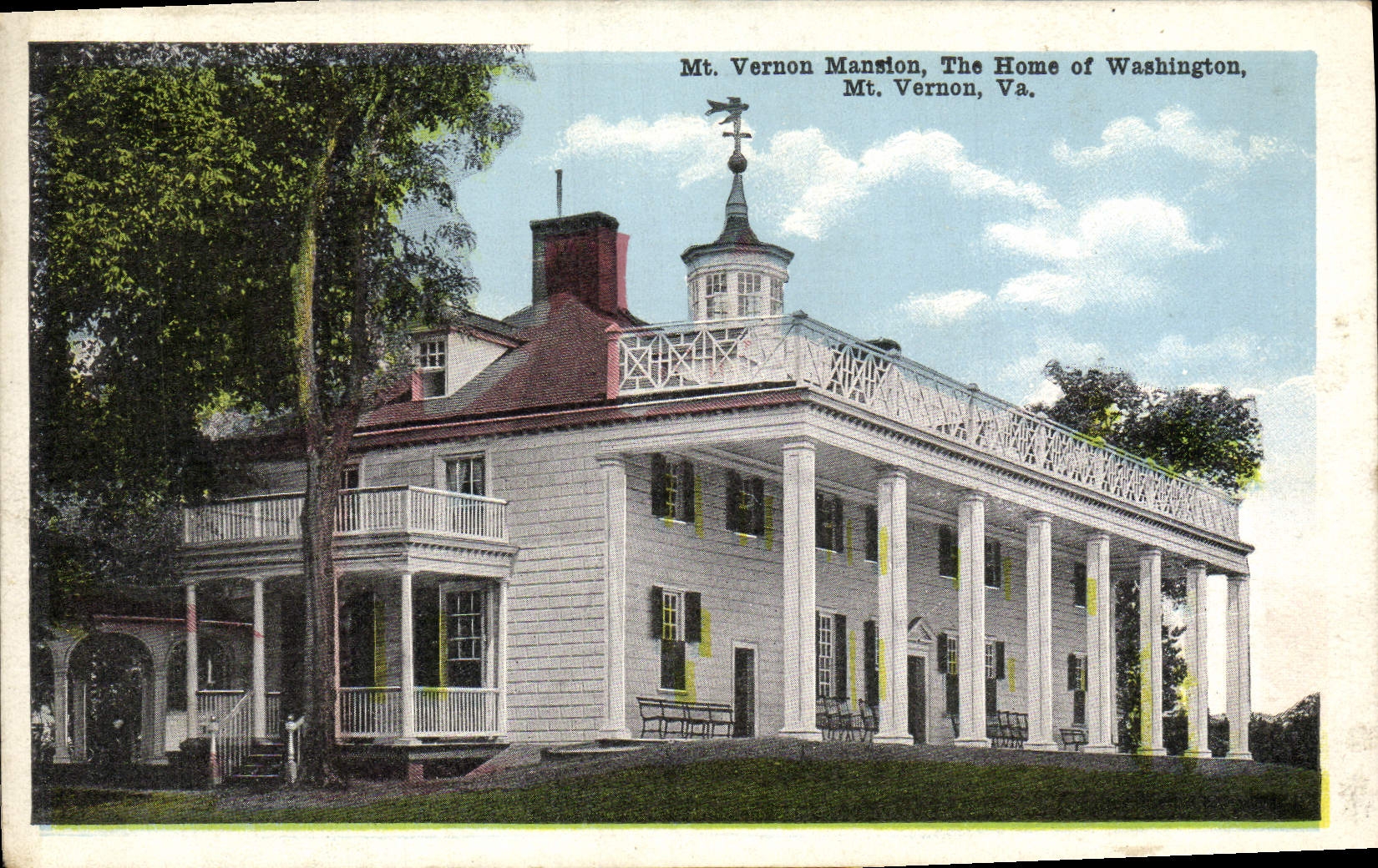VINTAGE POSTCARD MT Vernon Mansion The Home Off Washington MT Vernon Goes