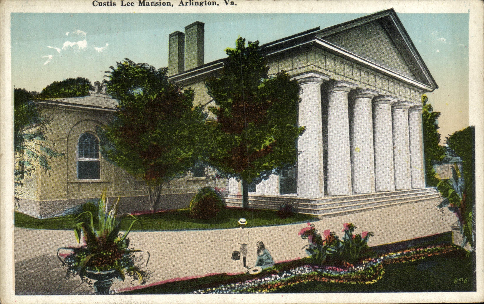 VINTAGE POSTCARD Custis Lee Mansion Arlington Goes