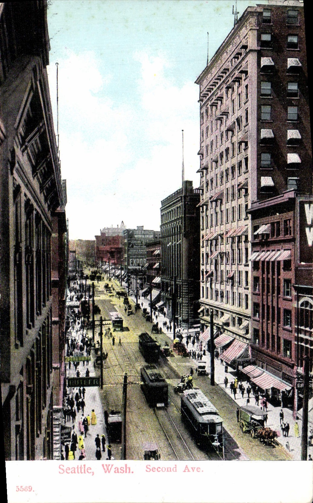 VINTAGE POSTCARD Seattle Wash Second Ave Tram