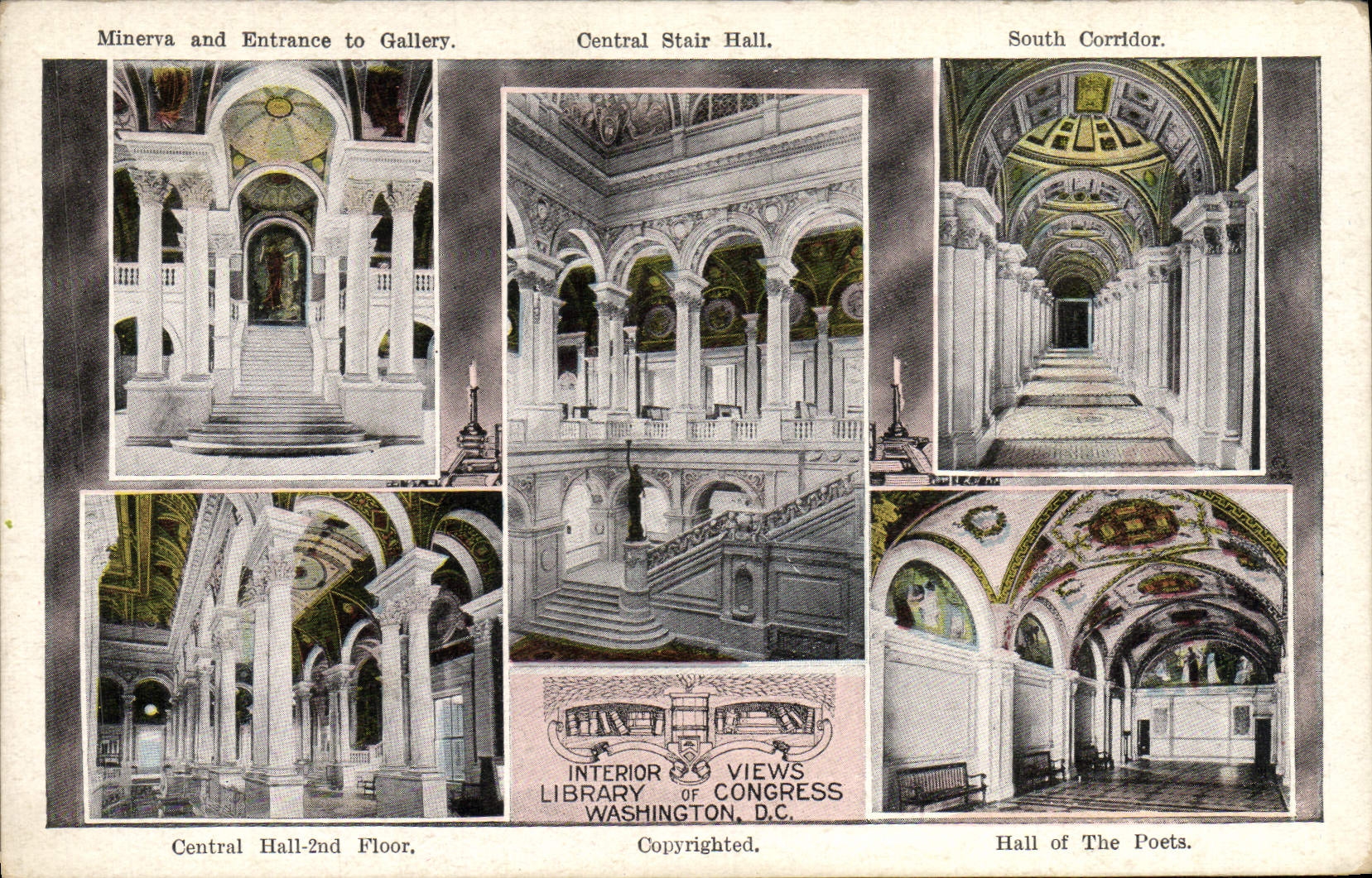 VINTAGE POSTCARD Interior Views Library Off Congress Washington D C Library