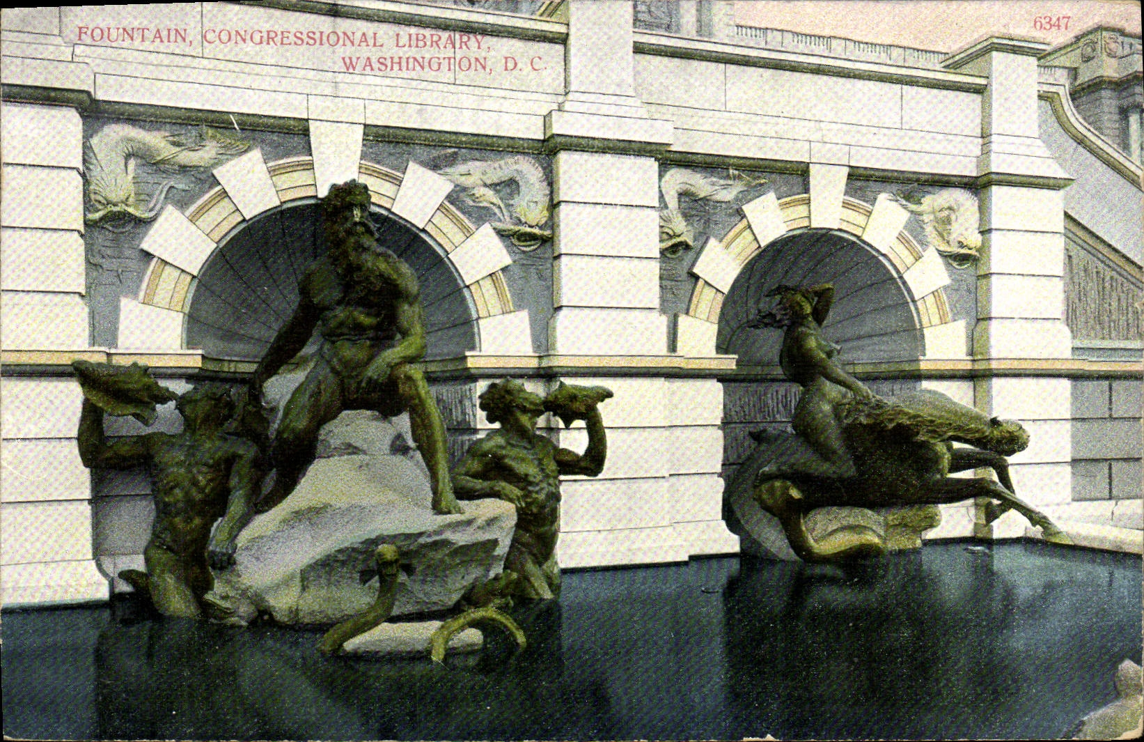 CPA Fountain Congression Library Washington D C Bibliotheque