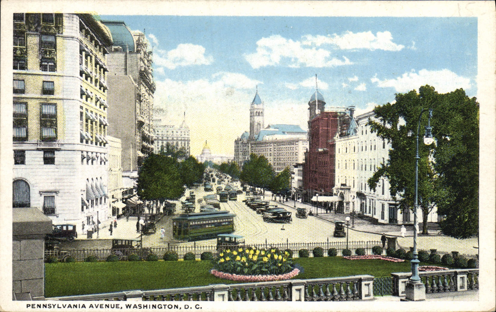 VINTAGE POSTCARD Pennsylvania Avenue Washington D C Tram