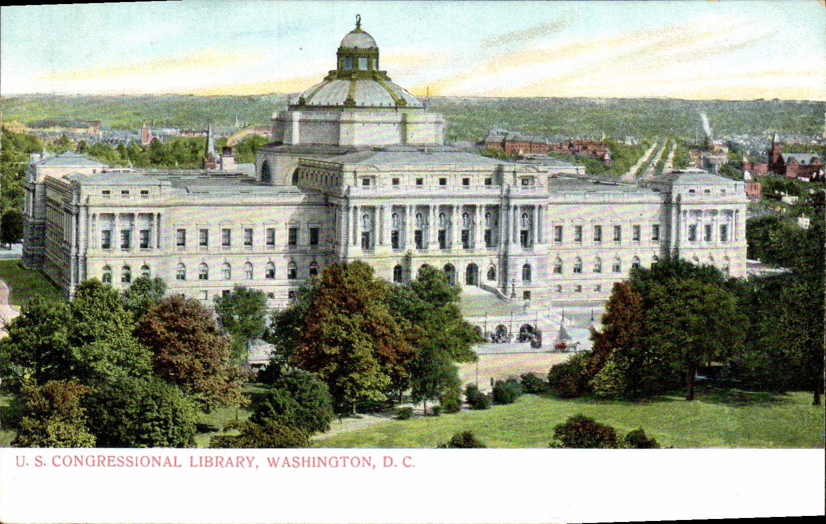 VINTAGE POSTCARD U.S. Congressional Library Washington D C Library