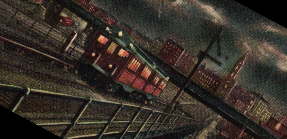 VINTAGE POSTCARD Elevated RR from 32nd St West Philadelphia Subway Train