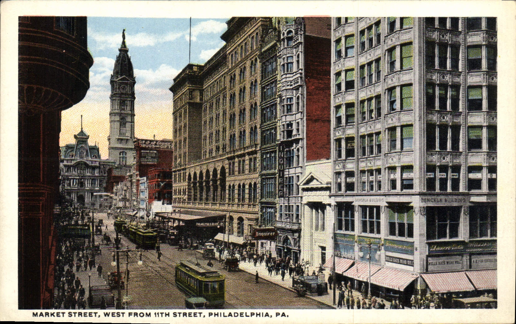 Calle de mercado de la POSTAL de la VENDIMIA del oeste de la tranvía del PA de Philadelphia de la calle