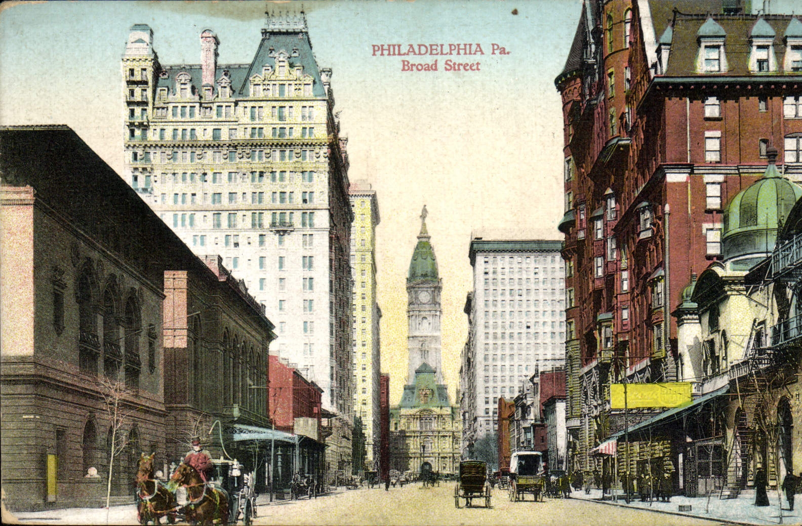 VINTAGE POSTCARD Philadelphia Pa Broad Street