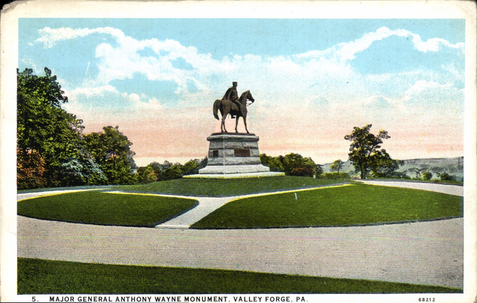 El valle del monumento de general importante Anthony Wayne de la POSTAL de la VENDIMIA forja el PA