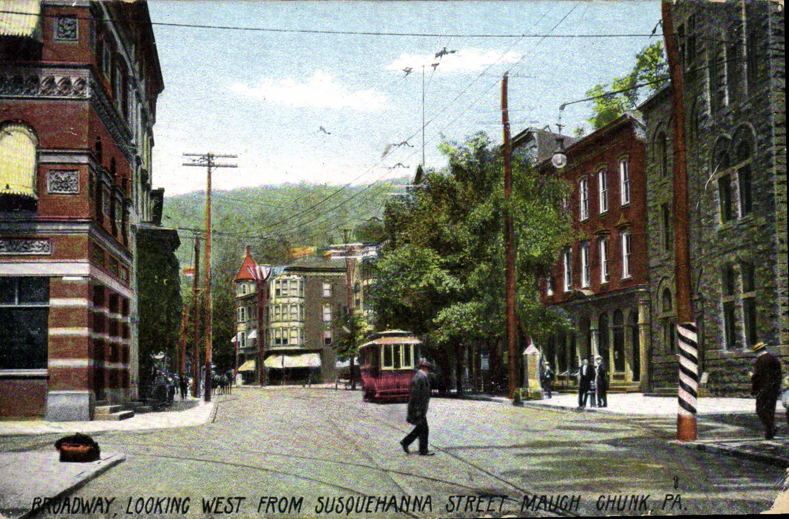 VINTAGE POSTCARD Broadway Looking West From Susquehanna Street Maugh Chunk Pa