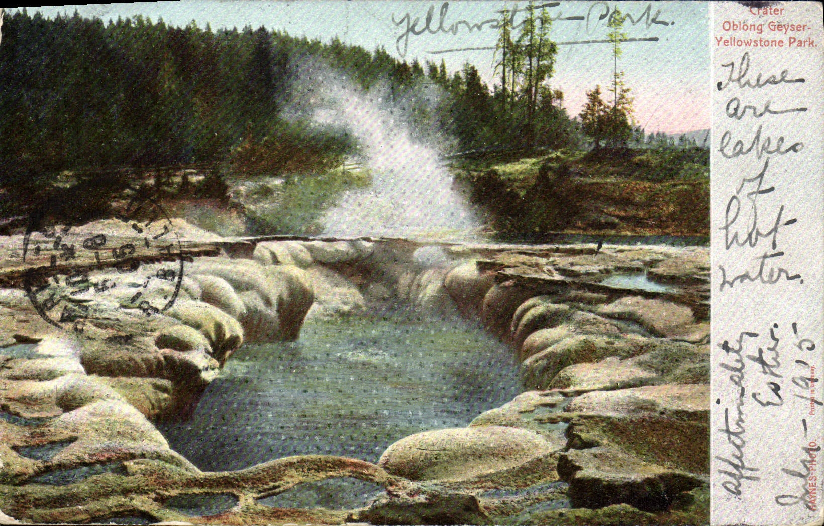 CPA Crater Obblongg Geyser Yellowstone Park