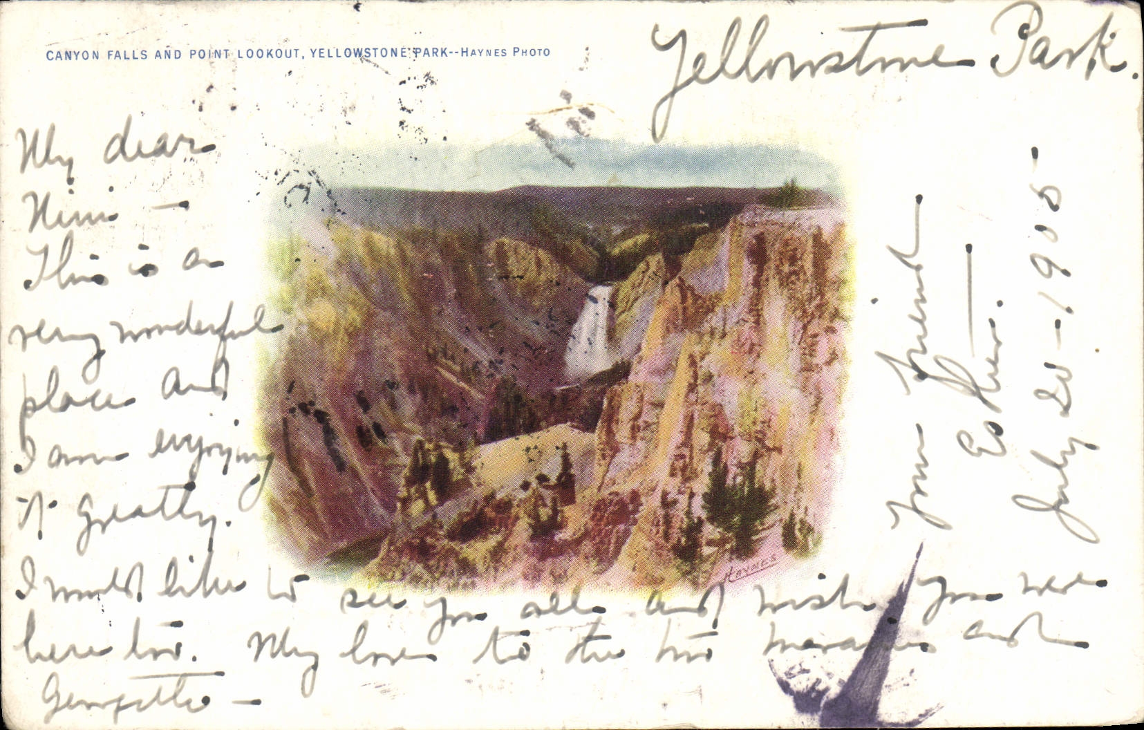 CPA Canyon Falls And Point Lookout Yellowstone Park