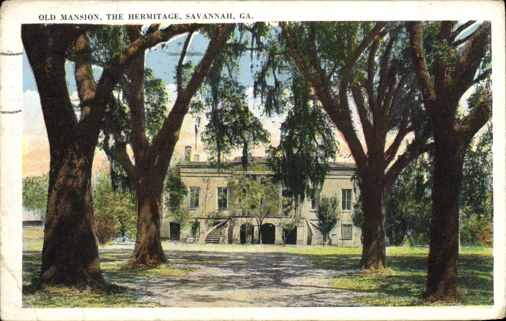 VINTAGE POSTCARD Old Mansion The Hermitage Savannah Ga
