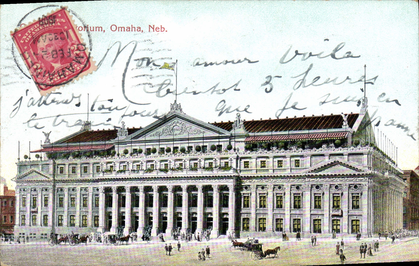 VINTAGE POSTCARD Auditotium Omaha Neb