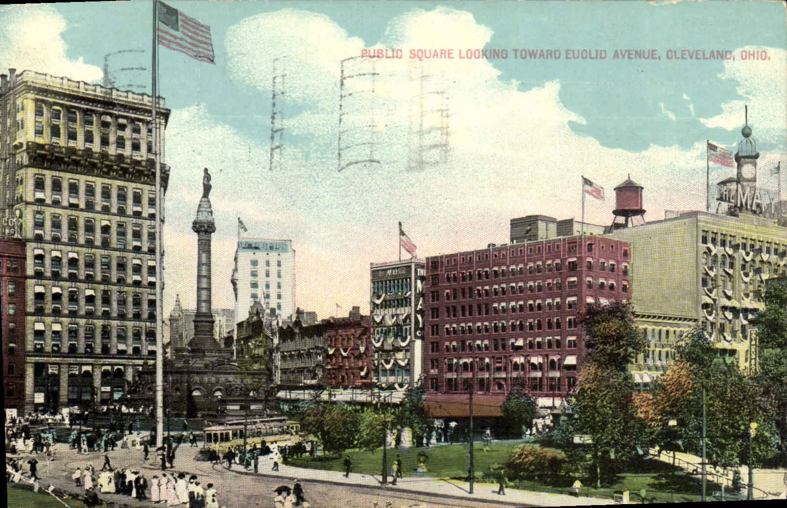 VINTAGE POSTCARD Public Public garden Looking Toward Euolio Avenue Oleveland Ohio
