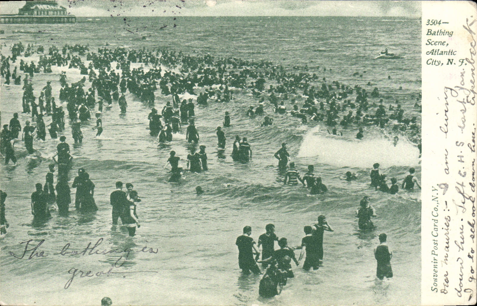 VINTAGE POSTCARD Bathing Scene Atlantic City NR J