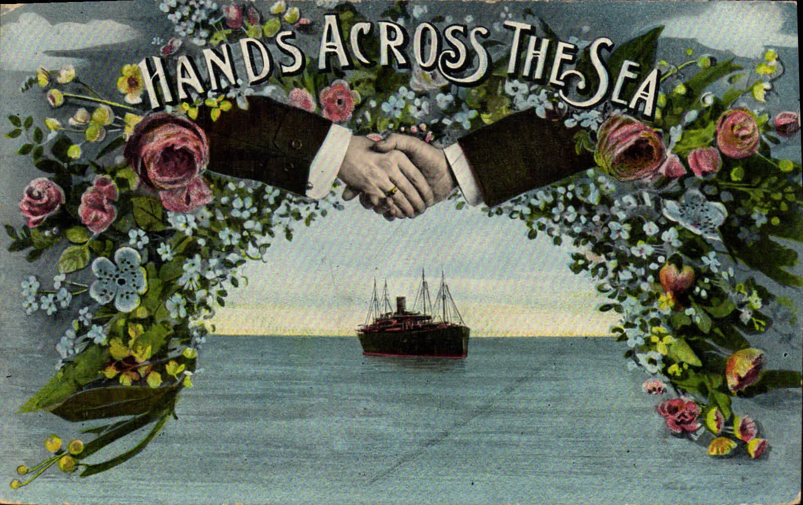 VINTAGE POSTCARD Hands Across The Sea Boat