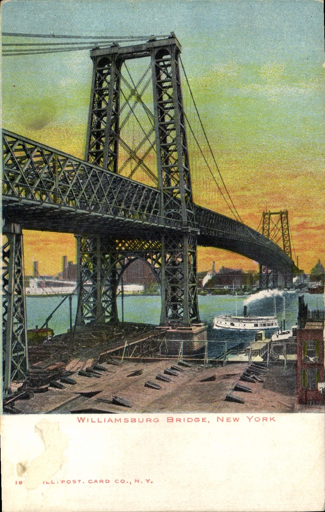 VINTAGE POSTCARD Williamsburg New York Bridge