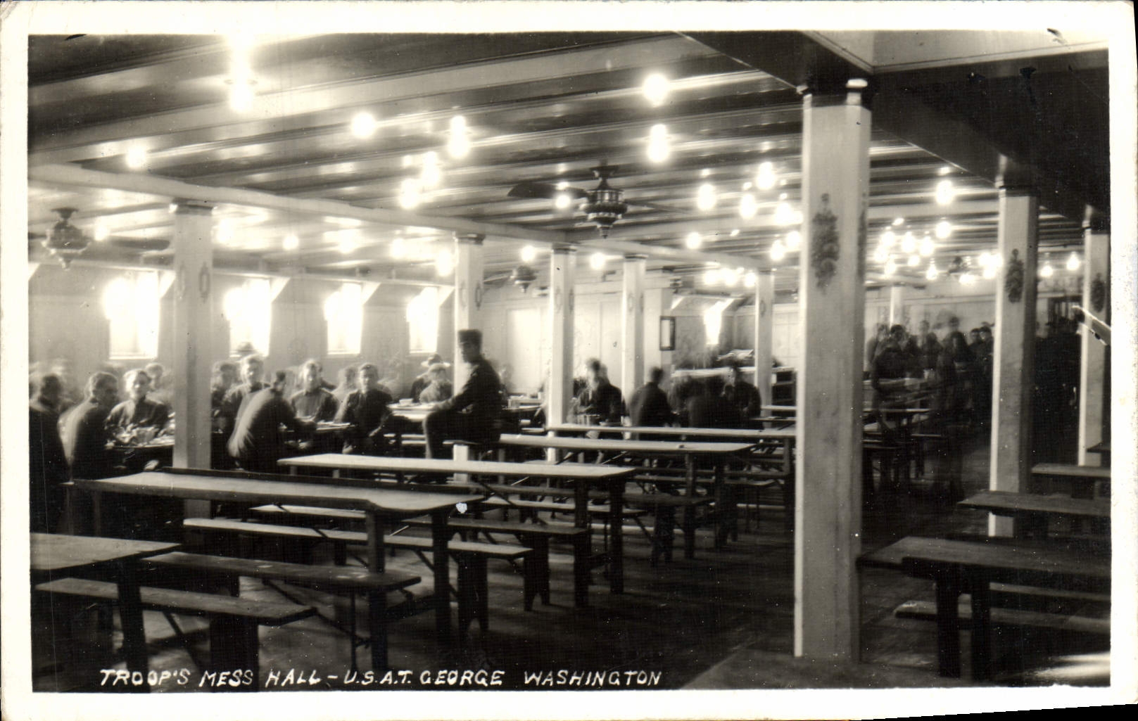 VINTAGE POSTCARD Troop' S Mess Hall George Washington Boat