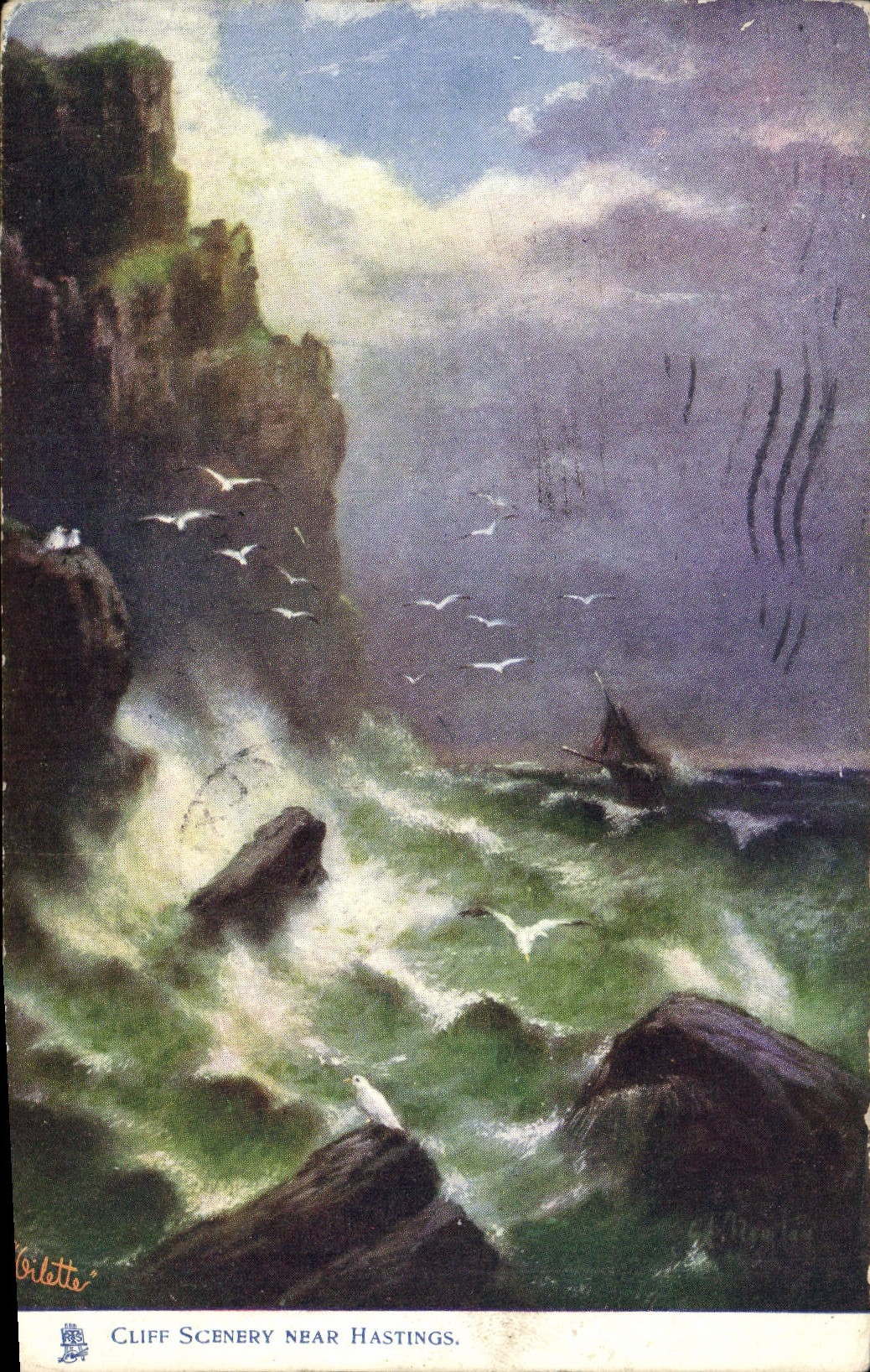 VINTAGE POSTCARD Cliff Scenery near Hastings