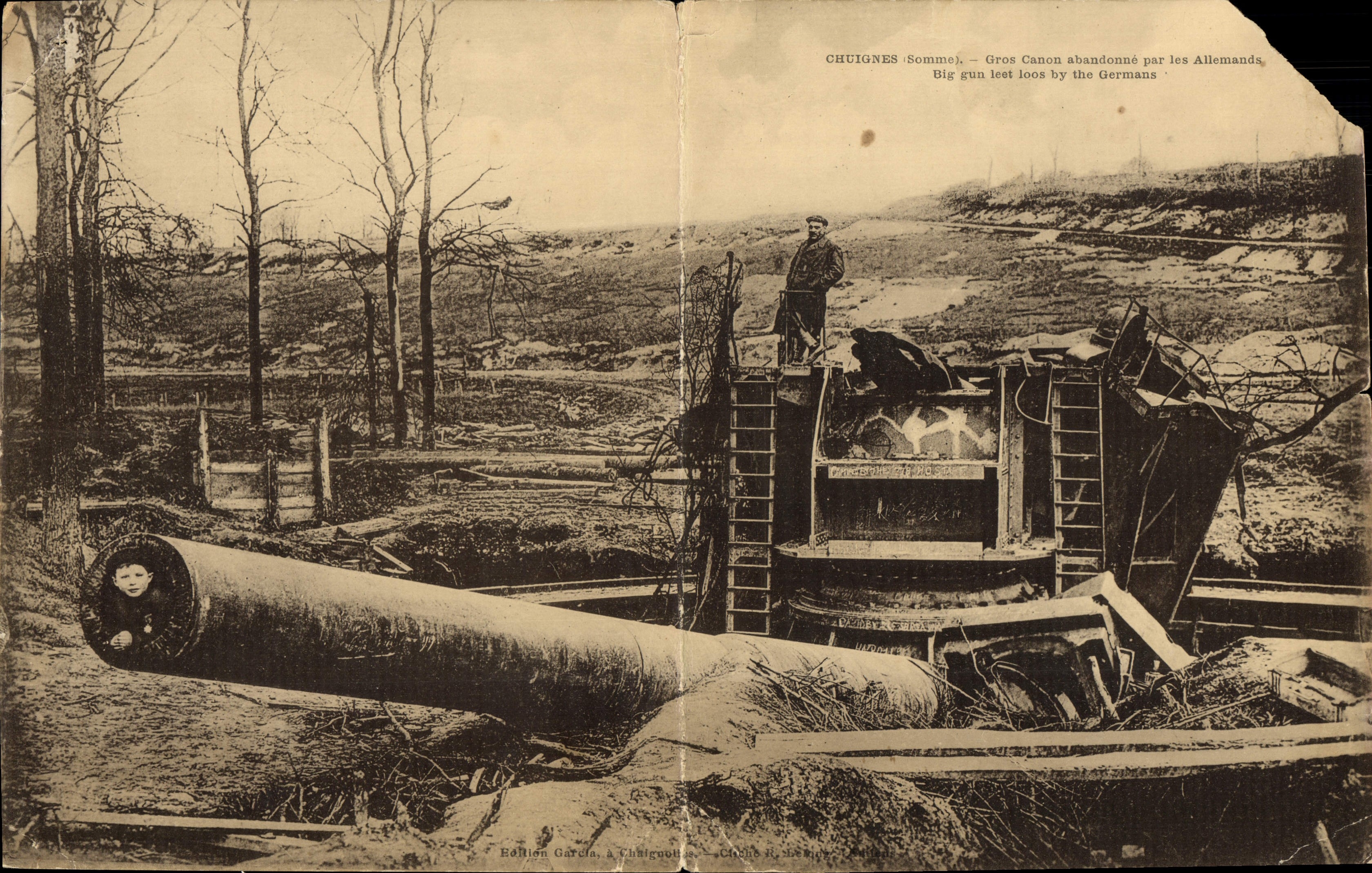 El arma alemán de gran tamaño de Chuignes Gros de la POSTAL de la VENDIMIA da para arriba por Militaria alemán 28 * 18 cm