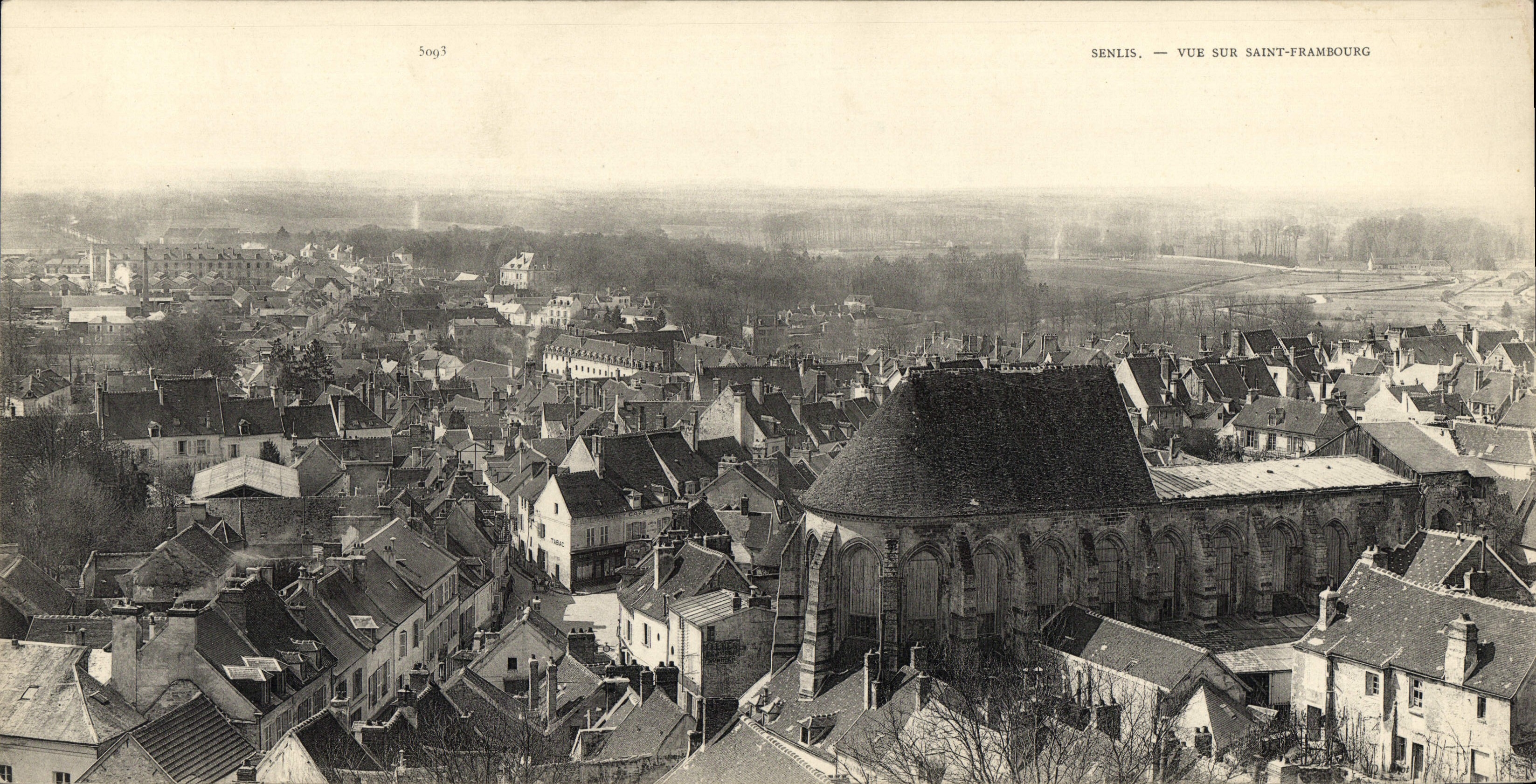 De gran tamaño de Senlis de la POSTAL de la VENDIMIA vista en Frambourg Saint 28 x 14 cm