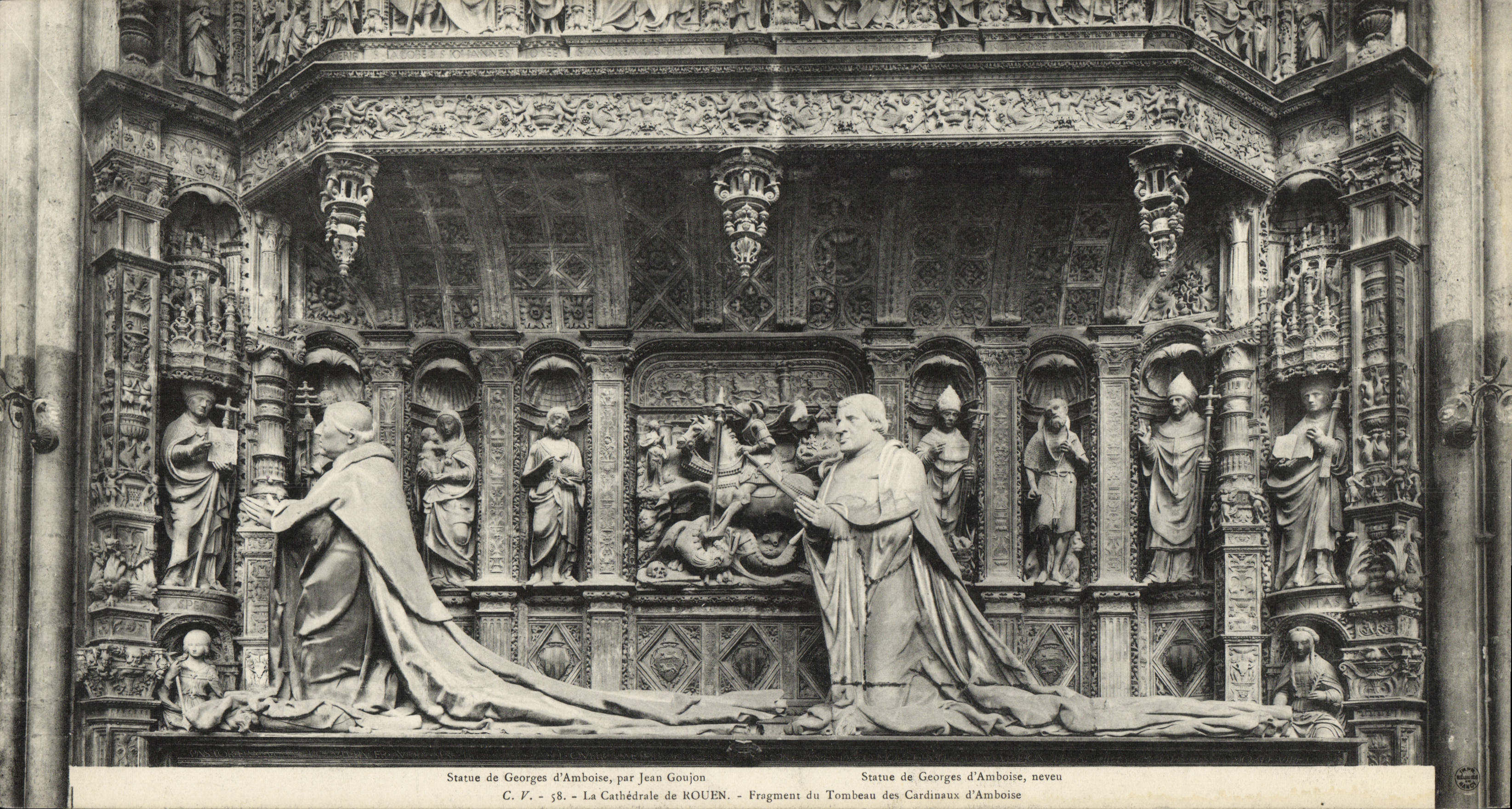 CPA Grand Format Rouen La Cathedrale Fragment du tombeau des cardinaux d'Amboise 28 * 15 cm