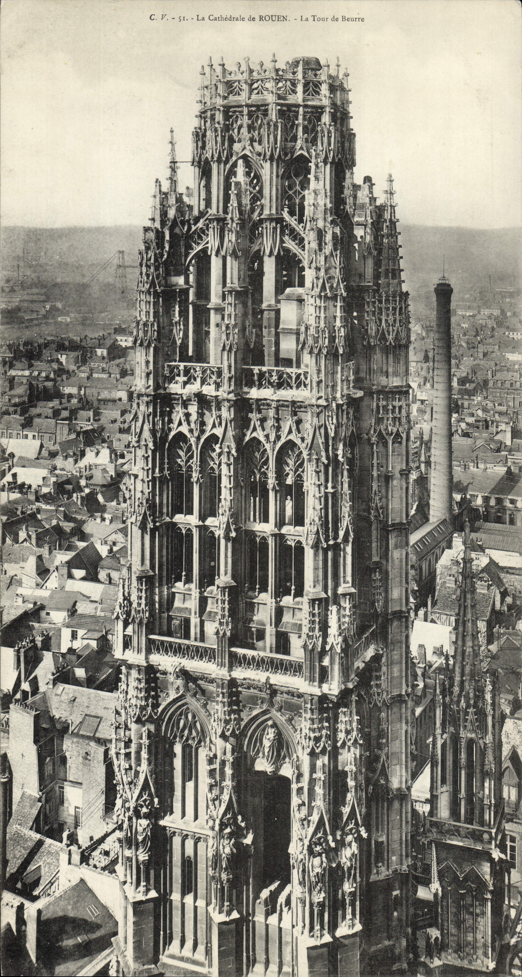 CPA Grand Format Rouen La Cathedrale La tour du beurre 15 * 28 cm