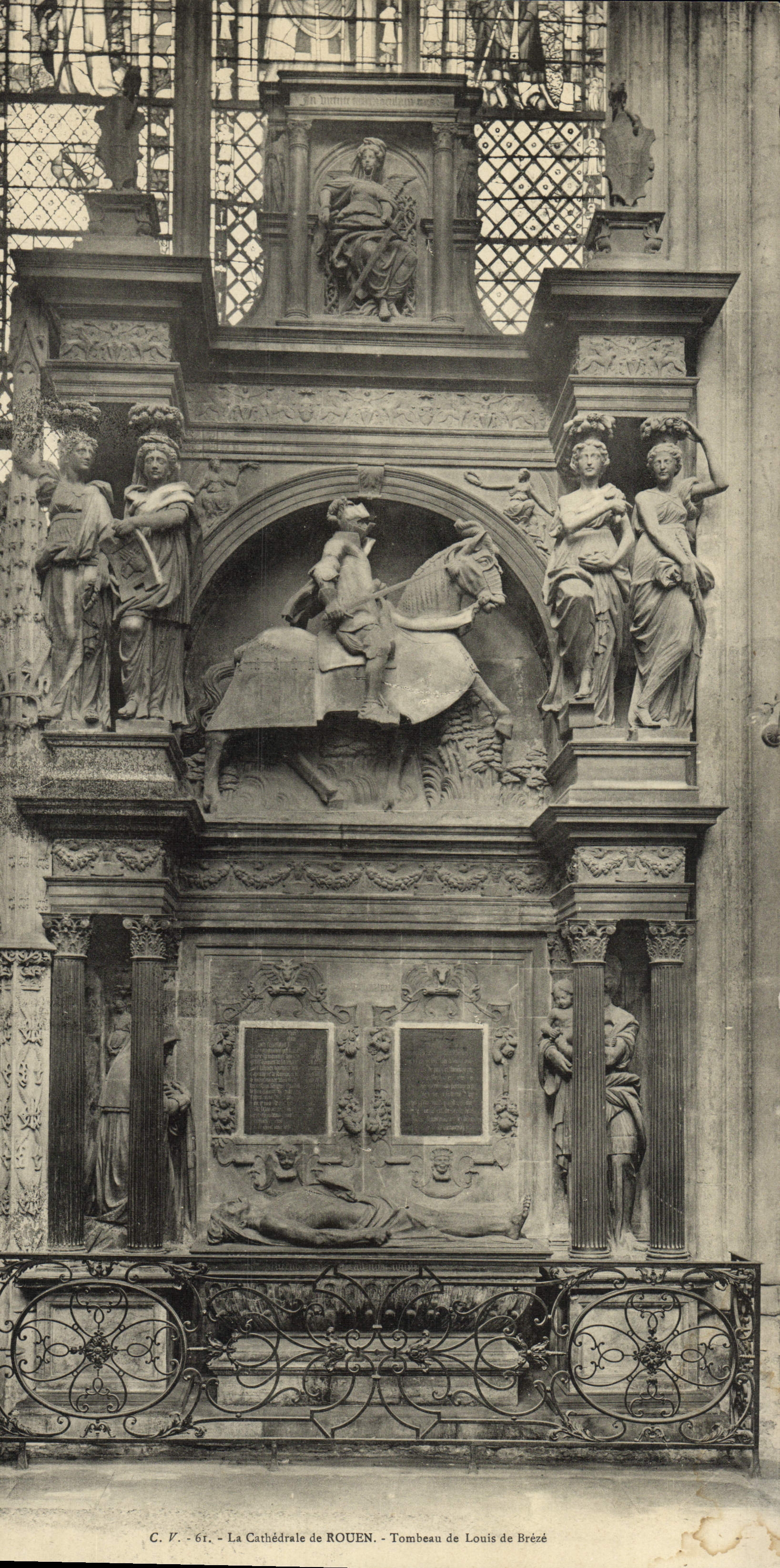 POSTAL Ruán de la VENDIMIA de gran tamaño la tumba de la catedral de Louis de Breze 15 * 28 cm