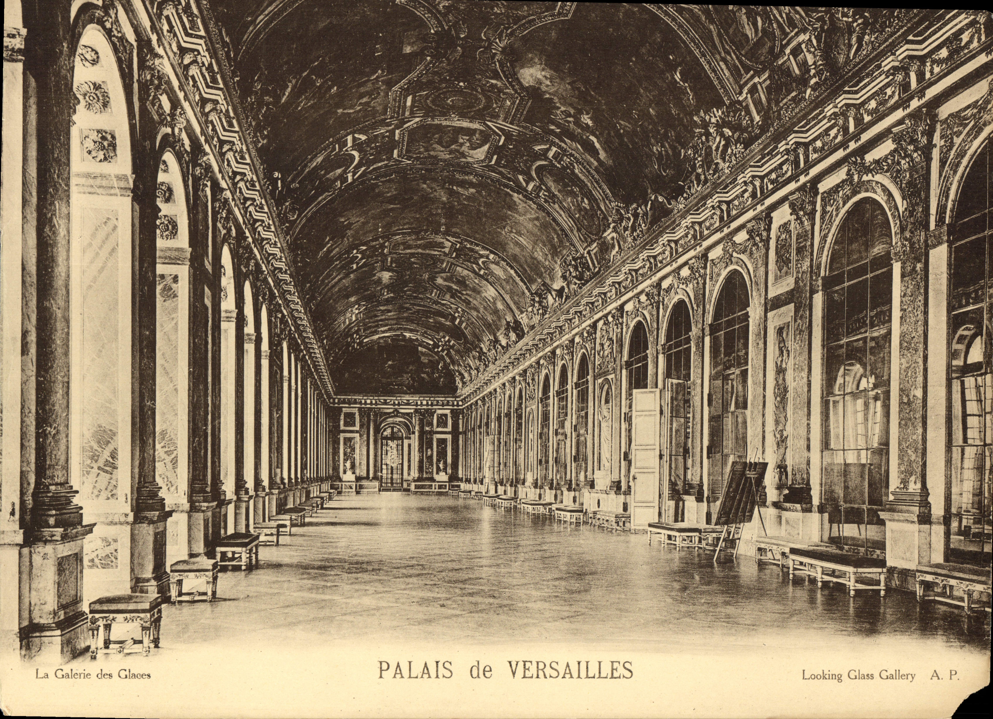 CPA Grand Format Versailles Palais La galerie des glaces 28 * 21 cm