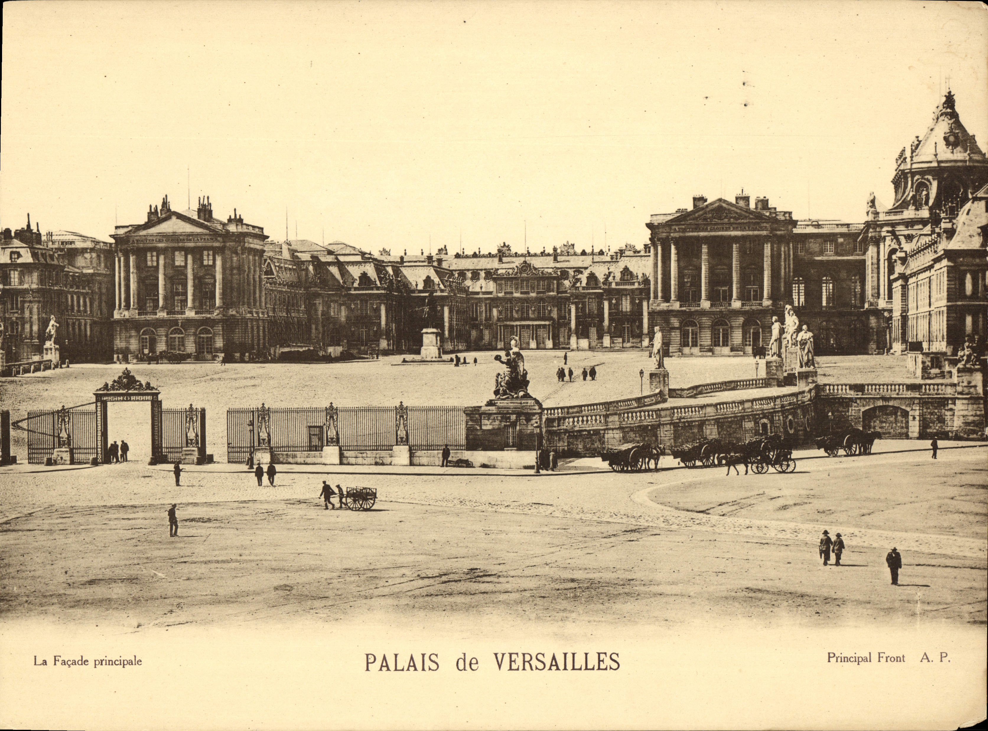 POSTAL Versalles de gran tamaño de Palais de la VENDIMIA el ataque frontal principal 28 * 21 cm