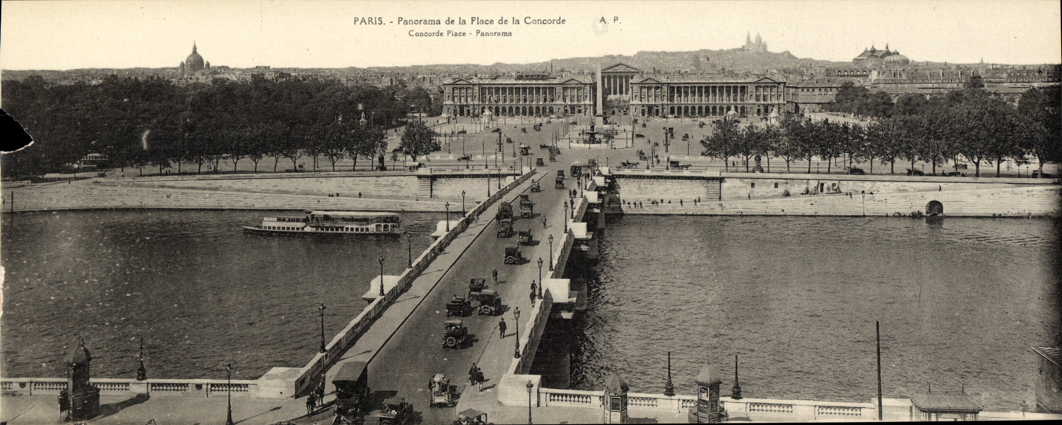 Panorama de gran tamaño de París de la POSTAL de la VENDIMIA del lugar de la armonía 28.5 * 11 cm