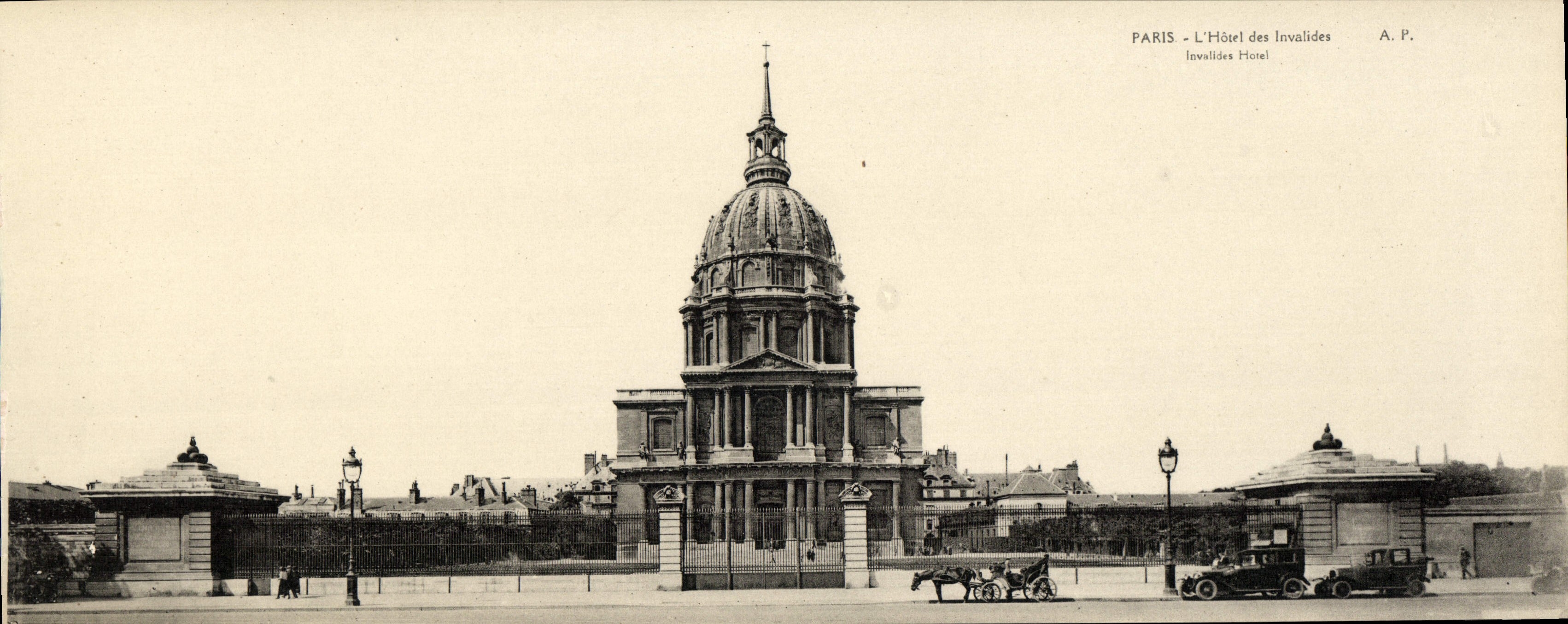 POSTAL París de la VENDIMIA de gran tamaño el hotel del Invalids 28.5 * 11 cm