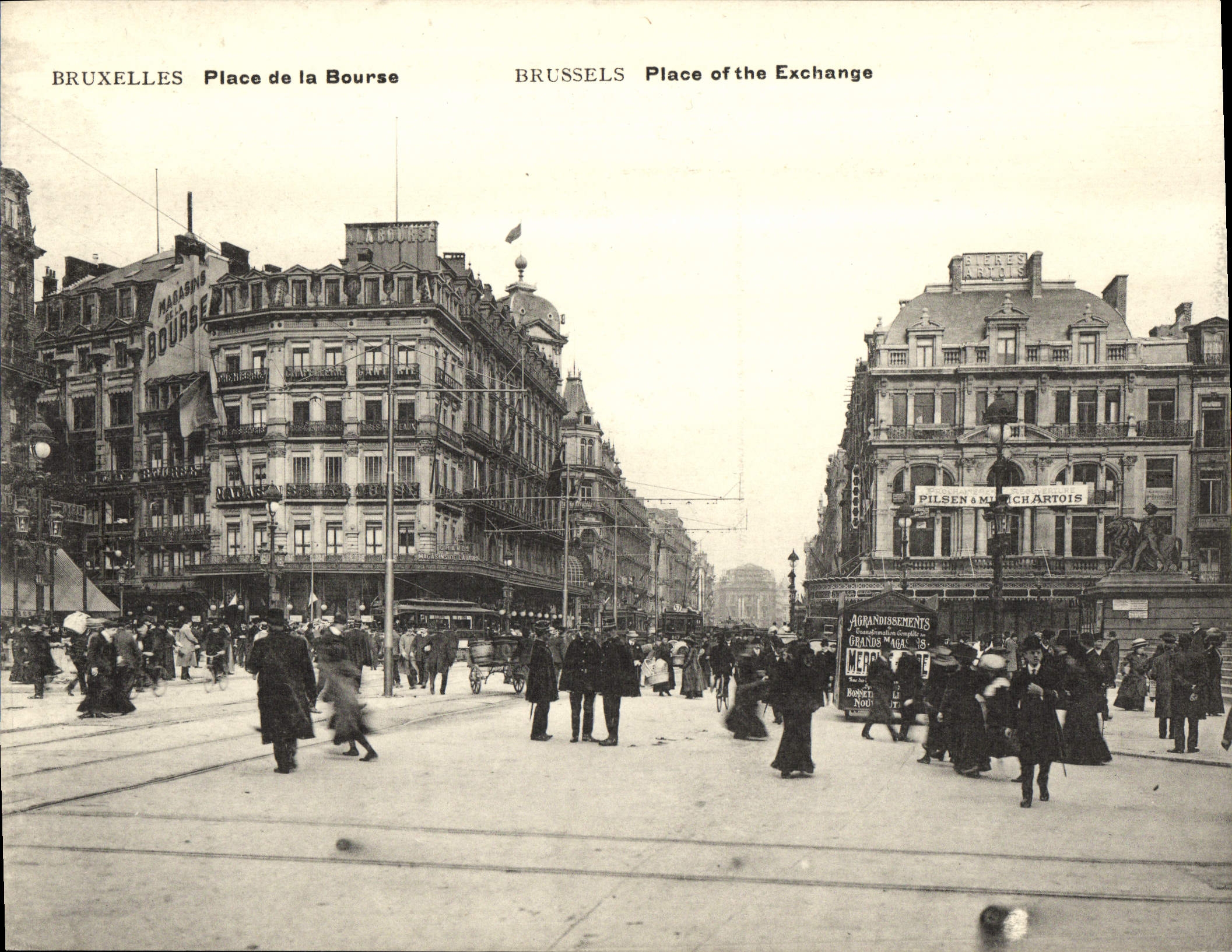 Bolsa de acción de gran tamaño de los lugares de Bruselas de la POSTAL de la VENDIMIA 18 * 14 cm