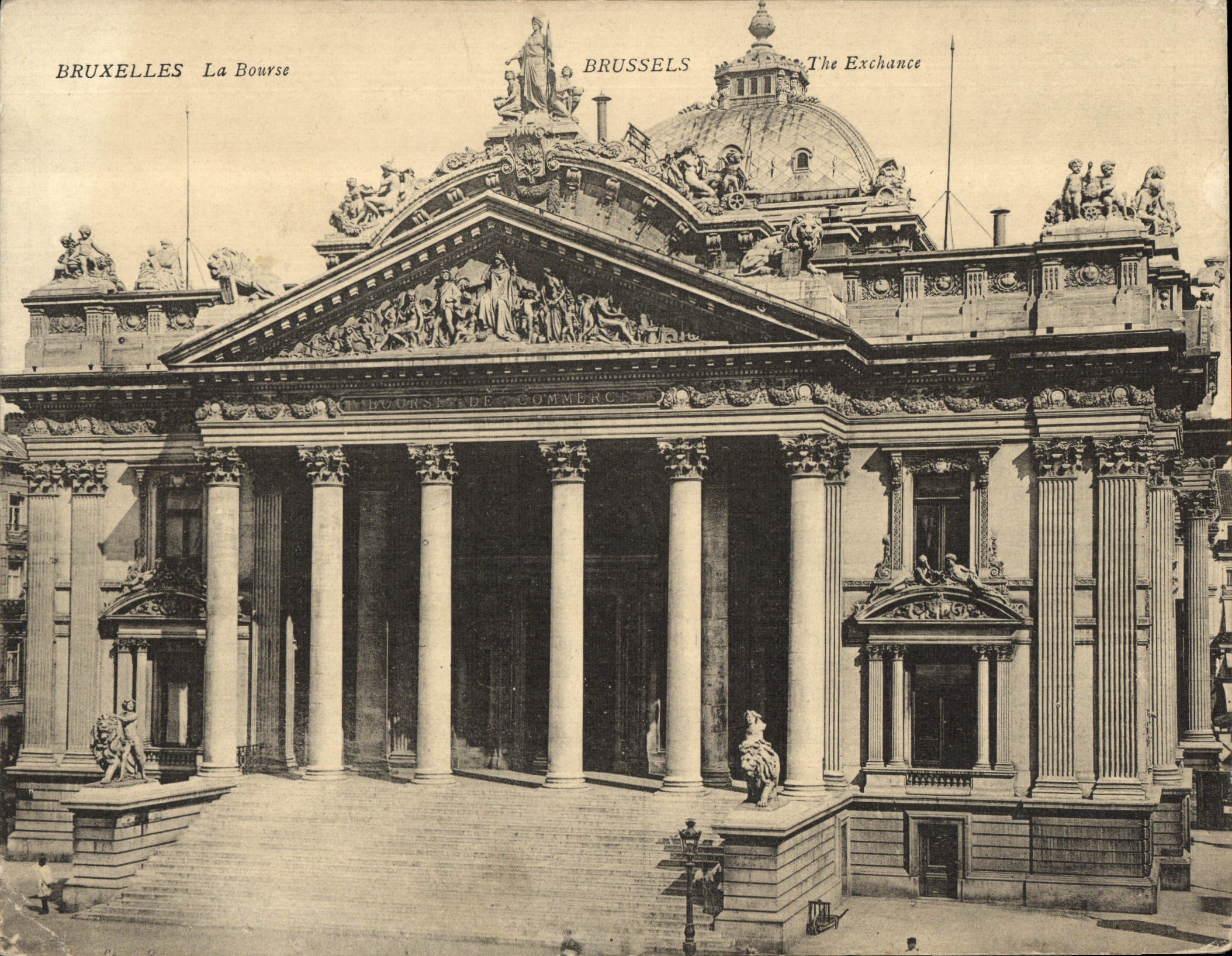 POSTAL Bruselas de la VENDIMIA de gran tamaño la bolsa de acción 18 * 14 cm