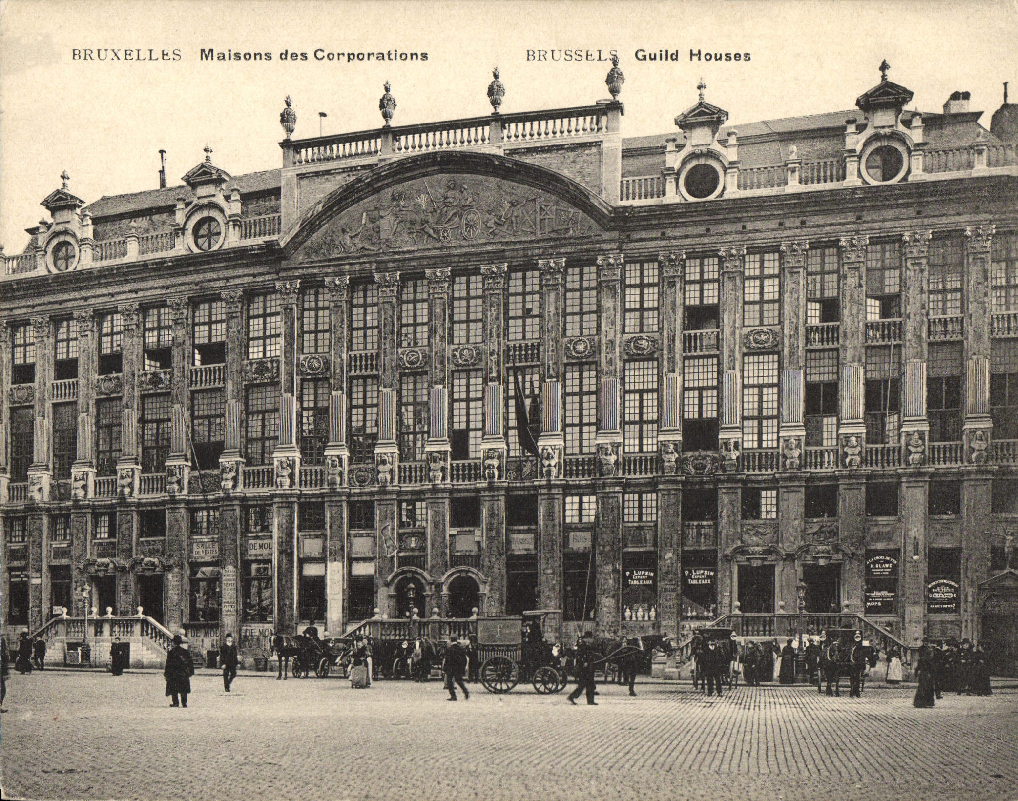 Casas de gran tamaño de Bruselas de la POSTAL de la VENDIMIA de las corporaciones 18 * 14 cm