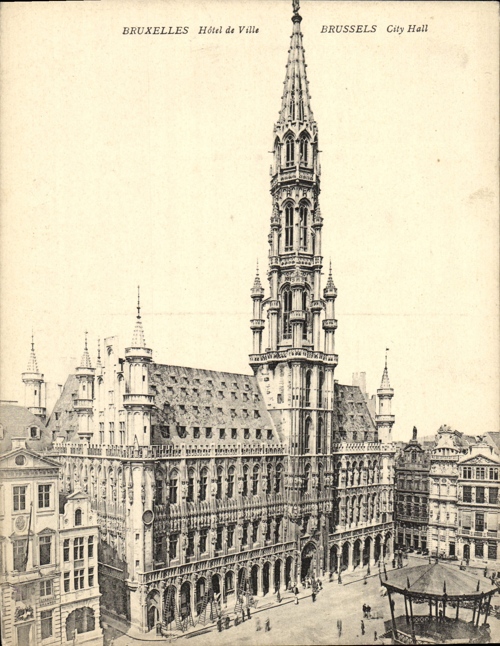 Ayuntamiento de gran tamaño de Bruselas de la POSTAL de la VENDIMIA 18 * 14 cm