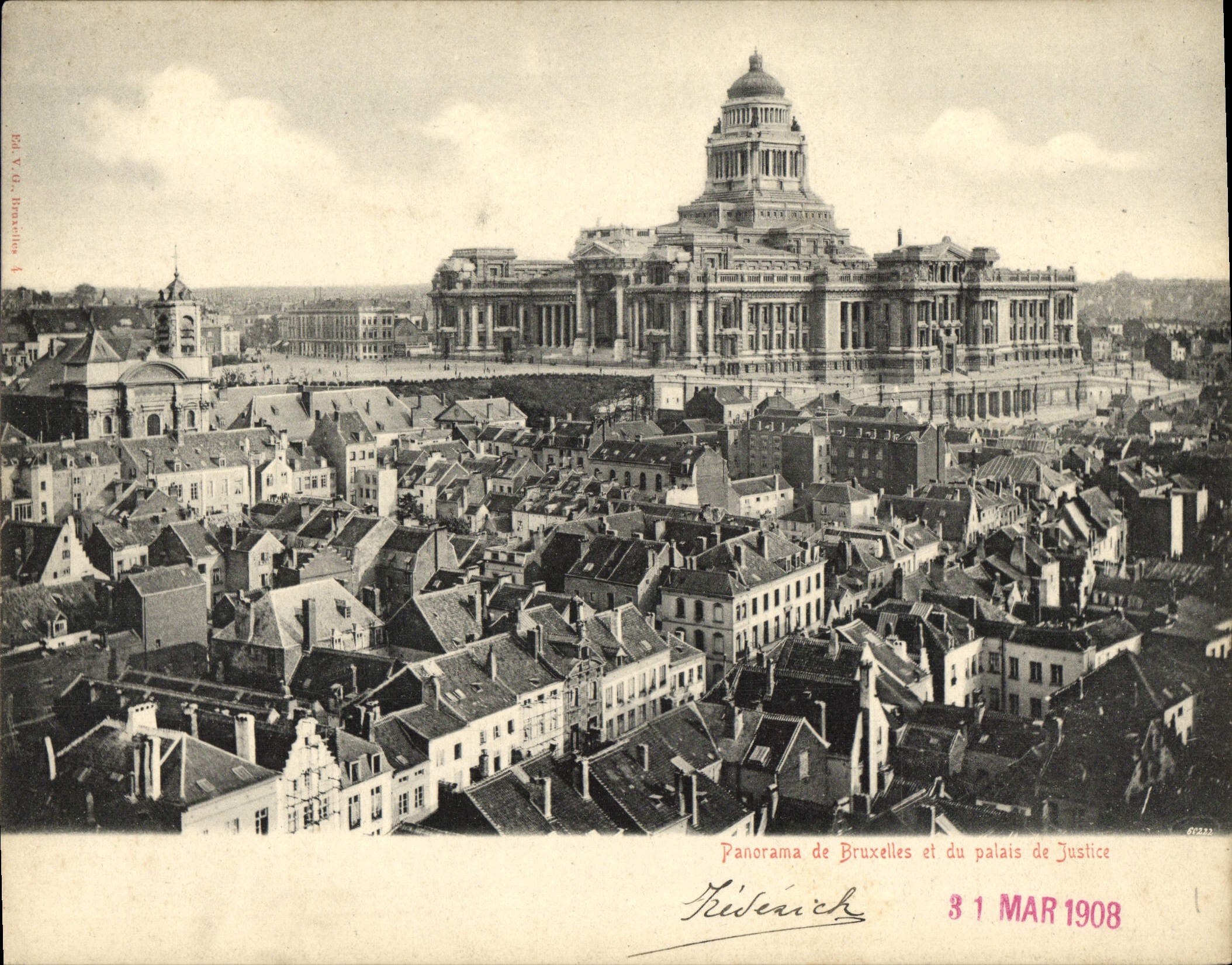 Panorama de gran tamaño de la POSTAL de la VENDIMIA de Bruselas y de las cortes de ley 18 * 14 cm