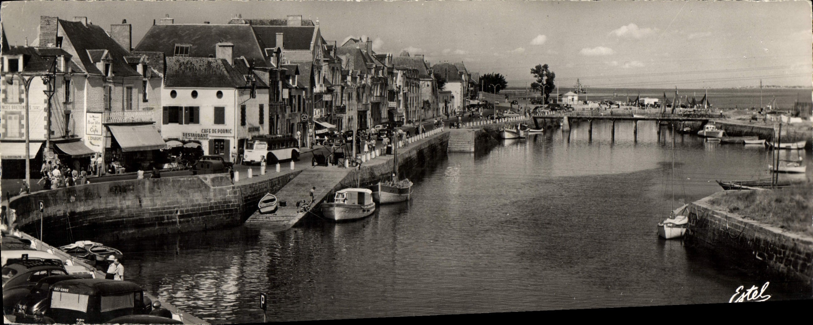 POSTAL Croisic de gran tamaño de la VENDIMIA la visión portuaria 28 * 9 cm