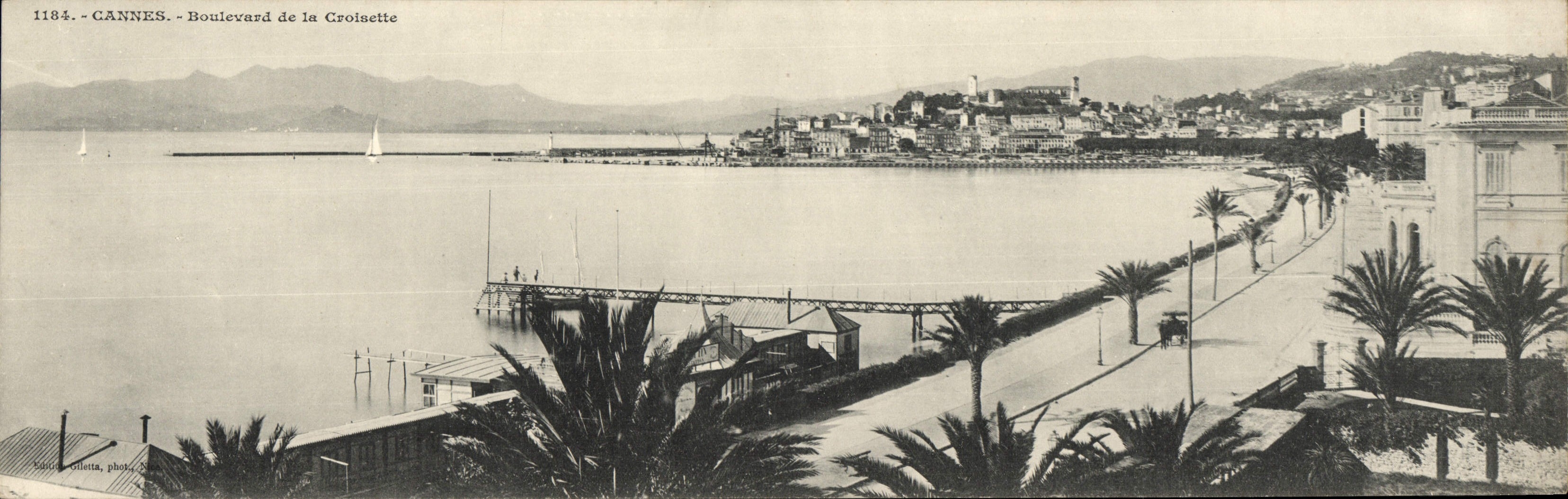 Bulevar de gran tamaño de Cannes de la POSTAL de la VENDIMIA de Crolsette 28 * 9 cm