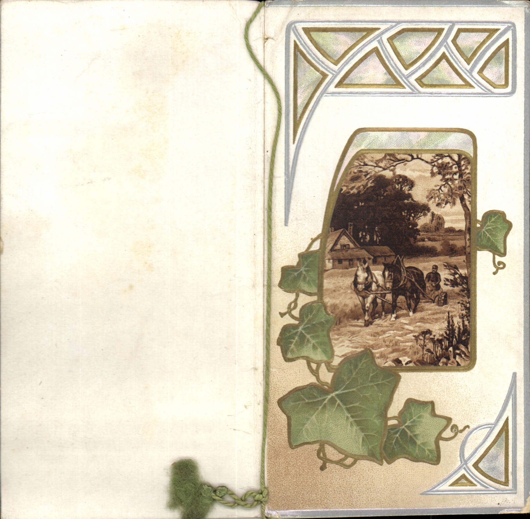 VINTAGE POSTCARD Fantasy Flowers Vine Ploughing Horse