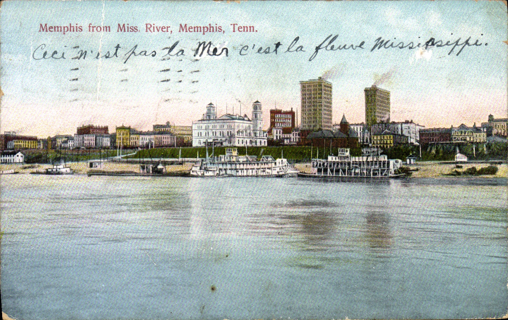 VINTAGE POSTCARD Memphis From Miss To rivet Memphis Tenn