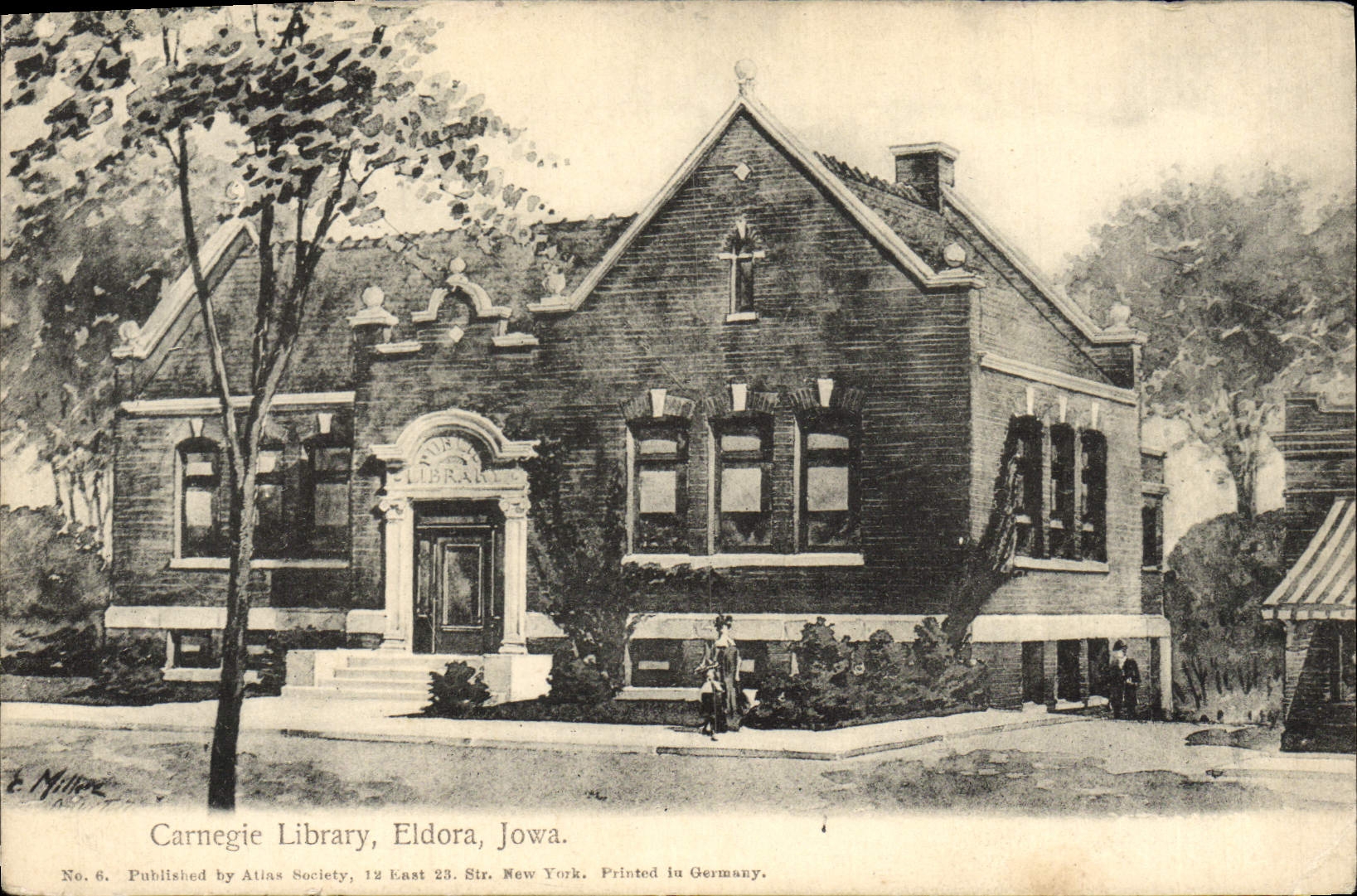 VINTAGE POSTCARD Carnegie Library Eldora Iowa Library