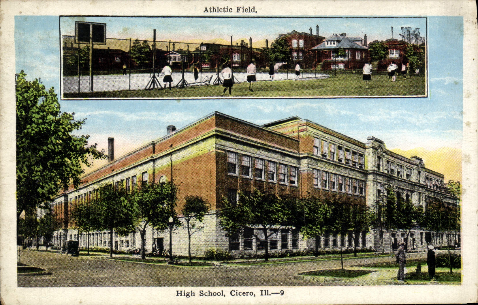 VINTAGE POSTCARD Athletic Field High School Cicero